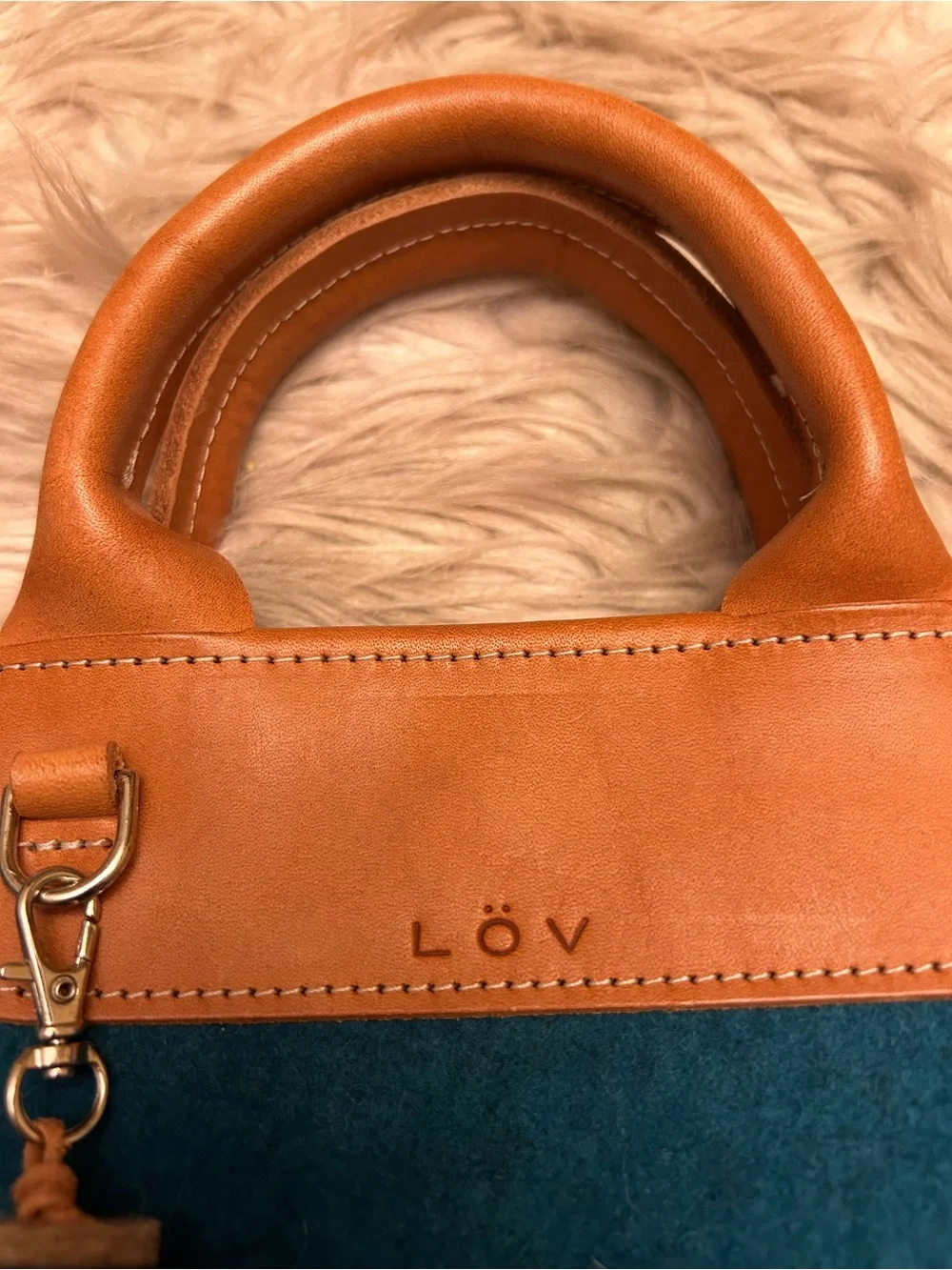 HEJ LÖV ‘Lovi’ Latigo Leather Merino Wool Crossbody Bag